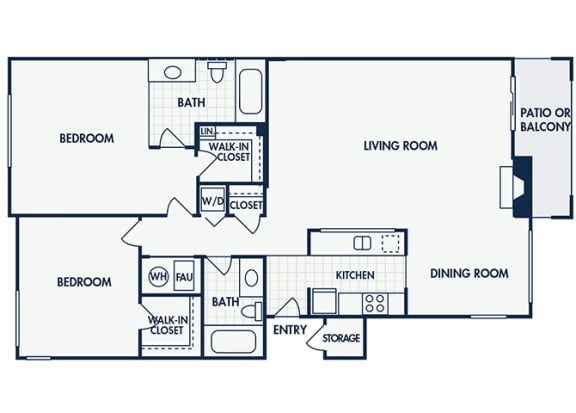 B1 Thielsen floor plan 2 bedroom 2 bathroom 2D